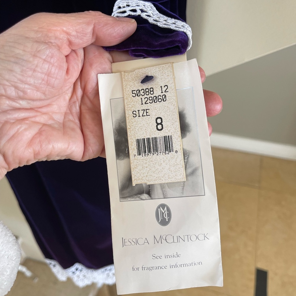 Vintage JESSICA MCCLINTOCK PURPLE DRESS - Picture 13 of 16
